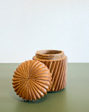 Load image into Gallery viewer, Antique Carved Wood Container with Screw on Top