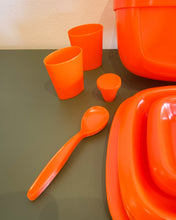 Load image into Gallery viewer, Vintage MCM Orange Plastic Picnic Set
