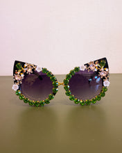 Load image into Gallery viewer, Jeweled Black Cat Eye Sunnies