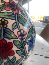 Load image into Gallery viewer, Hand Painted Red and Blue Flower Vase