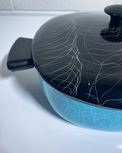 Load image into Gallery viewer, Vintage Turquoise Serendipity Spaghetti Drizzle Enamel Pot with Lid