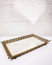 Load image into Gallery viewer, Vintage Ornate Gold Rectangular Mirror Tray