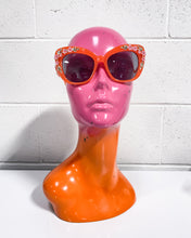 Load image into Gallery viewer, Orange Cat Eye Sunnies with Floral Detail