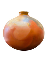 Load image into Gallery viewer, Orange Pink Brown Raku Bulbous Pottery