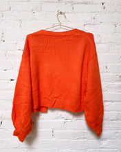 Load image into Gallery viewer, Bright Orange and Daisy Open Cardigan (L)