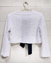 Load image into Gallery viewer, Cropped White Sequin Jacket with Black Ties (M)