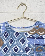 Load image into Gallery viewer, Vintage Graphic Blouse in Blues and Brown