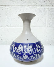 Load image into Gallery viewer, Vintage Blue and Grey Stoneware Vase - Made in USA