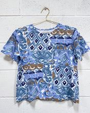 Load image into Gallery viewer, Vintage Graphic Blouse in Blues and Brown