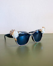 Load image into Gallery viewer, Black Jeweled Cat Eye Sunnies