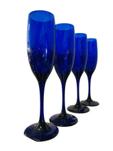 Load image into Gallery viewer, Set of Four Cobalt Blue Champagne Glasses