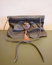Load image into Gallery viewer, Vintage Artistic Grey Leather Clutch with Strap