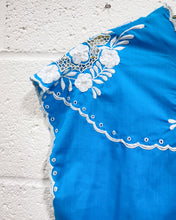 Load image into Gallery viewer, Vintage Turquoise Embroidered Long Blouse - As Found (M)
