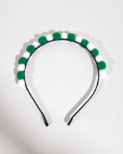 Load image into Gallery viewer, Green and White Pom Pom Headband