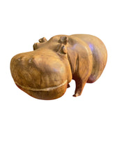 Load image into Gallery viewer, Large Wood Carved Hippo
