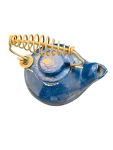 Load image into Gallery viewer, Blue Enamel over Cast Iron Kettle