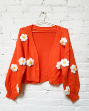 Load image into Gallery viewer, Bright Orange and Daisy Open Cardigan (L)