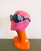Load image into Gallery viewer, Oversized Black Sunnies with Gold Circle Detail