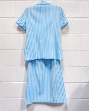 Load image into Gallery viewer, Vintage 2-piece Teal and White Skirt Set