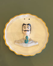 Load image into Gallery viewer, Vintage Ceramic Plate with Bust of Mustache Man