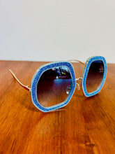 Load image into Gallery viewer, Geometric Blue Glittery Sunnies