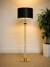 Load image into Gallery viewer, Vintage Hollywood Regency Lucite and Brass Floor Lamp with Built-In Table