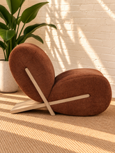 Load image into Gallery viewer, Image 3 of 5: Adele Lounge Chair in Cinnamon Clay polyester fabric with sculptural curved silhouette and natural wood frame