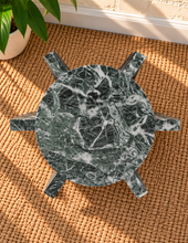 Load image into Gallery viewer, Avila marble side table in Jade Frost with round green marble tops and sculptural geometric base