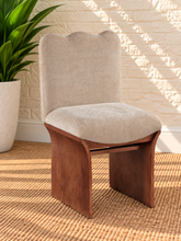 Load image into Gallery viewer, Ayala Walnut dining chair upholstered in Taupe Chenille with sculptural Brown Walnut wood frame