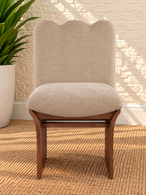 Load image into Gallery viewer, Ayala Walnut dining chair upholstered in Taupe Chenille with sculptural Brown Walnut wood frame