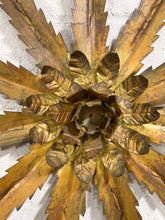 Load image into Gallery viewer, Vintage Gilt Metal Sunburst Wall Hanging