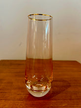 Load image into Gallery viewer, Vintage Mid Century Blush Pink Gold Rim Champagne Flutes Set of 8