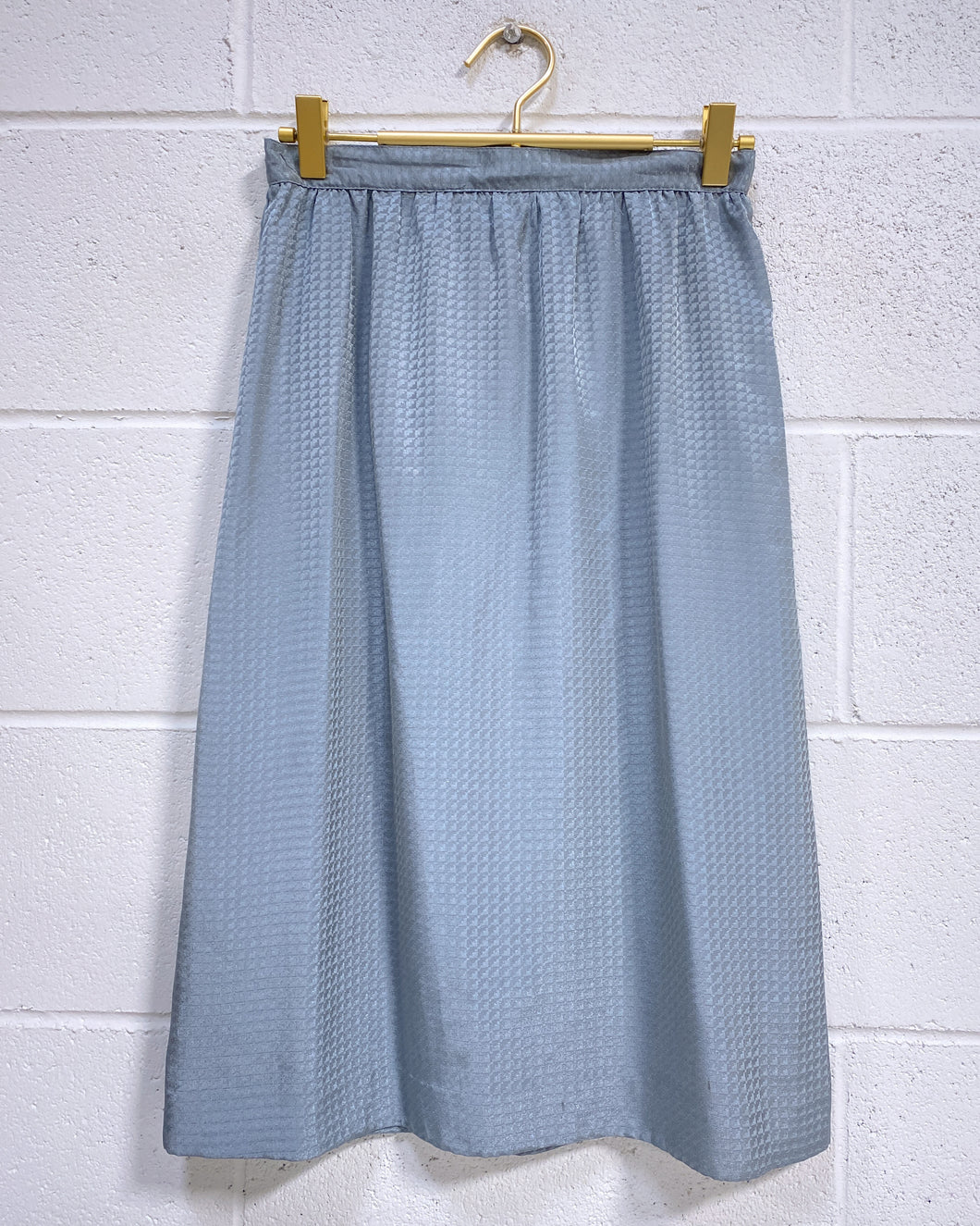 Vintage Dusty Blue Shiny Skirt (8)