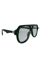 Load image into Gallery viewer, Transparent Dark Green Sunnies with chrome accent