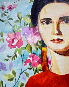 Woman in Red Earrings, Oil Painting