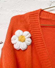 Load image into Gallery viewer, Bright Orange and Daisy Open Cardigan (L)