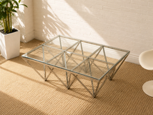 Load image into Gallery viewer, Modern Chrome Geometric Coffee Table with Glass Top