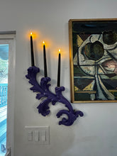 Load image into Gallery viewer, Hollywood Regency purple Wall Candle Holder Set
