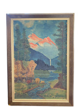 Load image into Gallery viewer, Antique Mountain Landscape with Pink Mountains