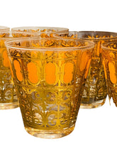Load image into Gallery viewer, Rare Set of Six 22K Gold and Orange Tumblers