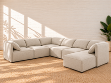 Load image into Gallery viewer, Image 1 of 5: Blaire 7-Piece Sectional Sofa in Cloud Gray with modular seating, tight back cushions, and low plastic legs
