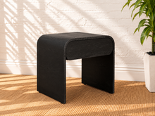 Load image into Gallery viewer, Blaise Charcoal nightstand in solid black oak with curved design and integrated drawer.