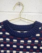 Load image into Gallery viewer, Thick Navy Blue, Cream and Purple Sweater
