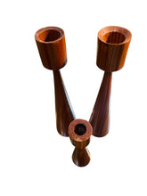 Load image into Gallery viewer, Set of Three Teak Modernist Candle Holders
