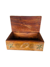 Load image into Gallery viewer, Solid Wood and Brass Star Fish Trinket Box