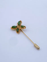 Load image into Gallery viewer, Gold Filled Jade Butterfly Brooch