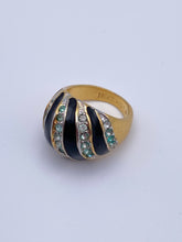 Load image into Gallery viewer, Gold Plated Black Enameled Cocktail Ring