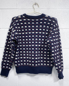 Thick Navy Blue, Cream and Purple Sweater
