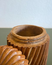 Load image into Gallery viewer, Antique Carved Wood Container with Screw on Top