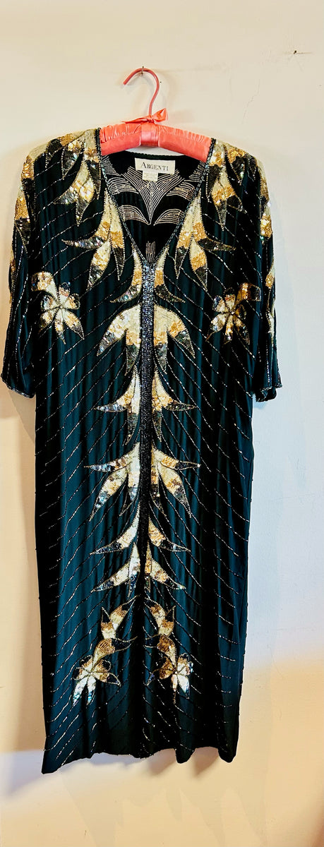 argenti silk dress 1980s Argenti purple silk wrap dress with ruffles glamour size 8 beaded accent